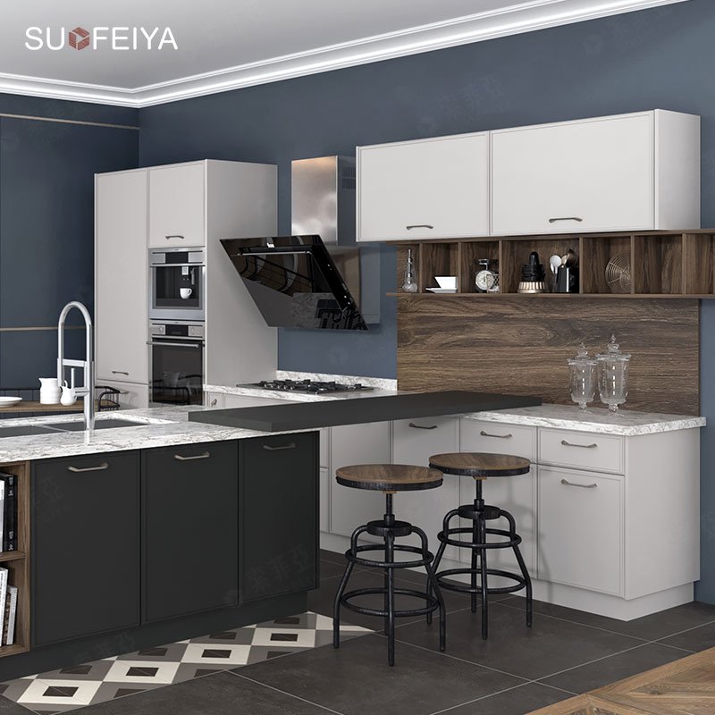Best White Grey Color Combinations Shaker Lacquer Soft Close Kitchen Cabinets Design Gabinetes de Cocina