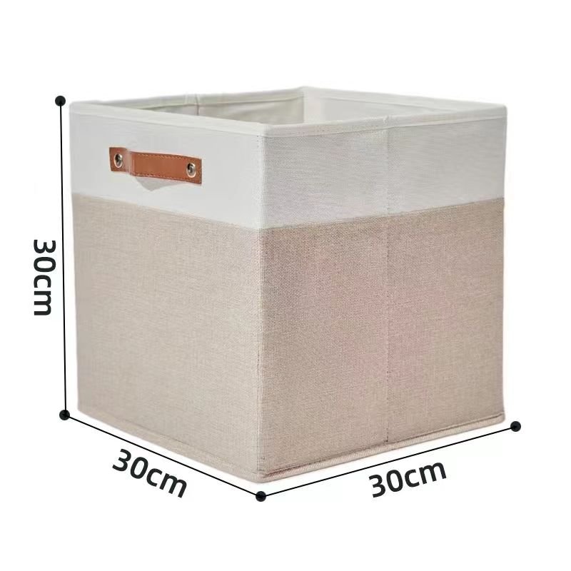 Large Square Fabric Storage Box Set with Glossy Foldable Handles Plastic Drawers Bins for Clothes Organization Folding Bag Use
