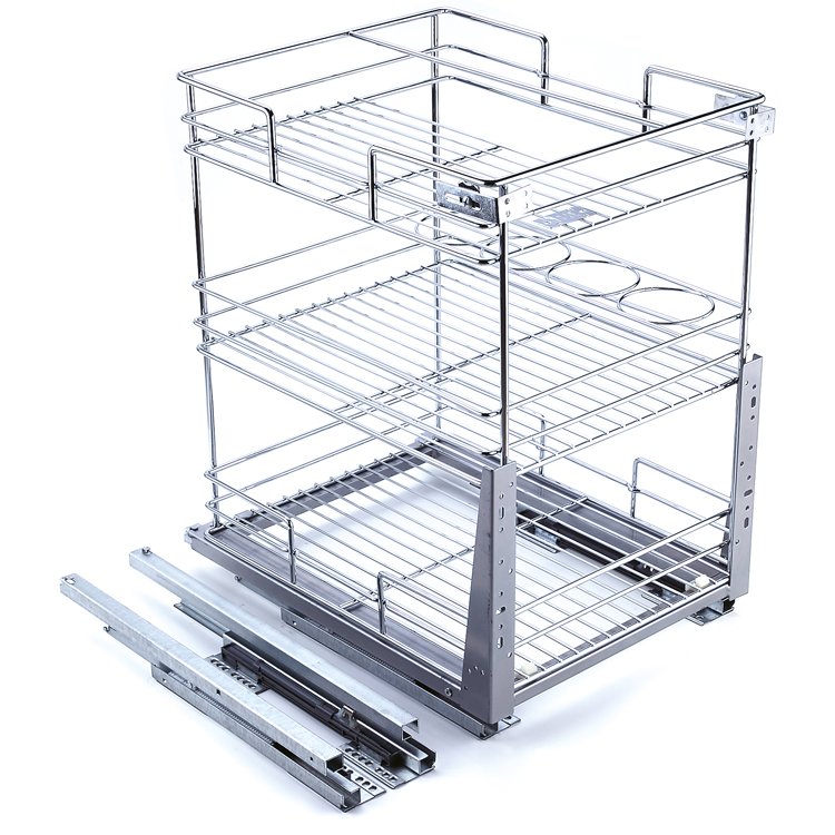TKK Useful Style Kitchen Cabinet Sliding Organizer Drawer Basket Storage Spice Rack Pull Out Seasoning Basket Magic Corner