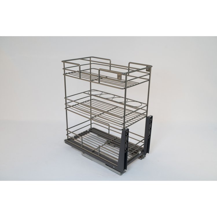 TKK Useful Style Kitchen Cabinet Sliding Organizer Drawer Basket Storage Spice Rack Pull Out Seasoning Basket Magic Corner