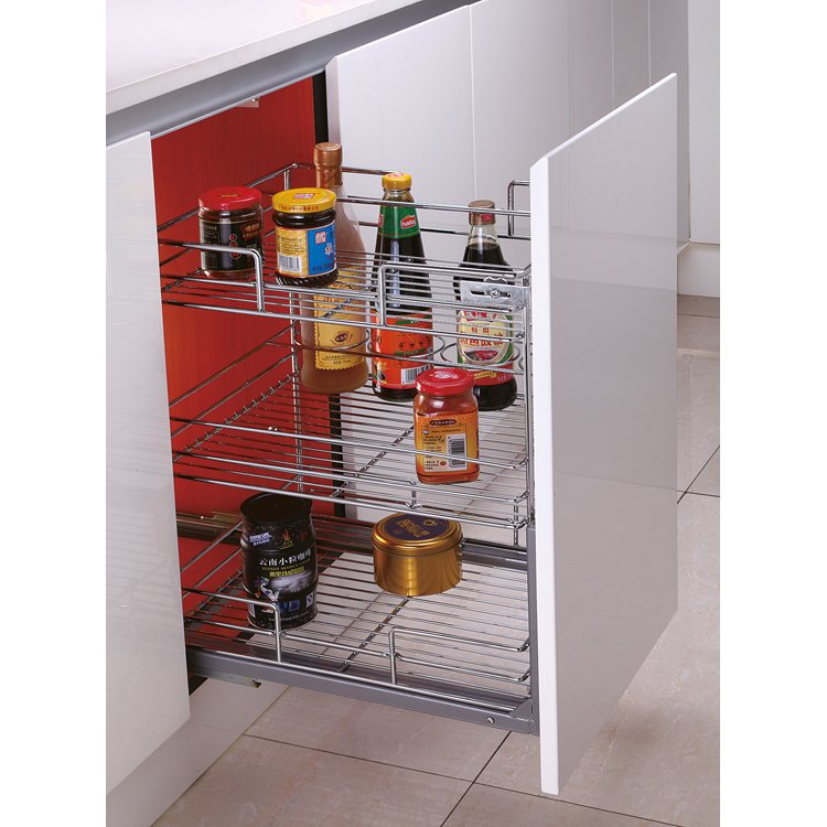 TKK Useful Style Kitchen Cabinet Sliding Organizer Drawer Basket Storage Spice Rack Pull Out Seasoning Basket Magic Corner