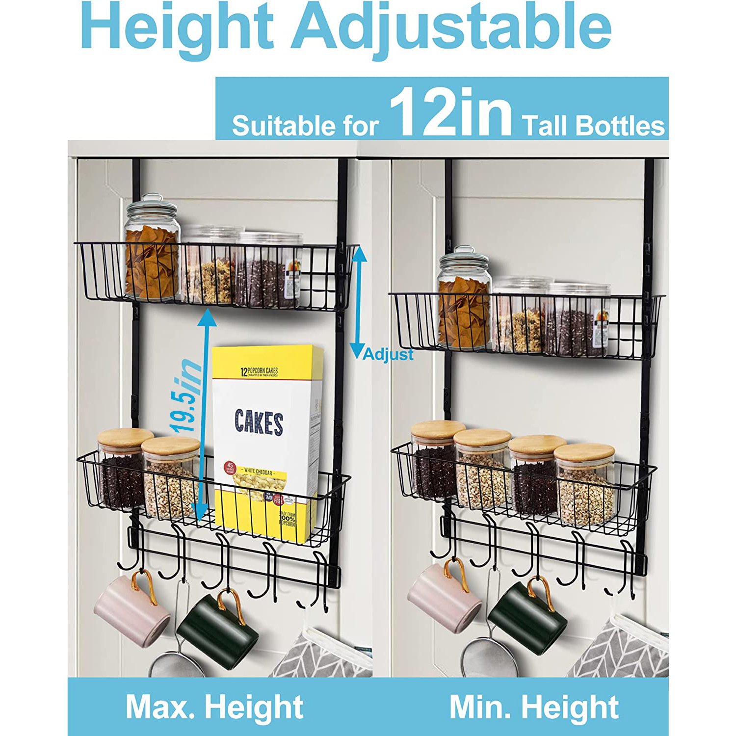 PYJ Hot multi-purpose hanger kitchen double-layer hanging basket bathroom storage rack hook behind hanger door rack door hook