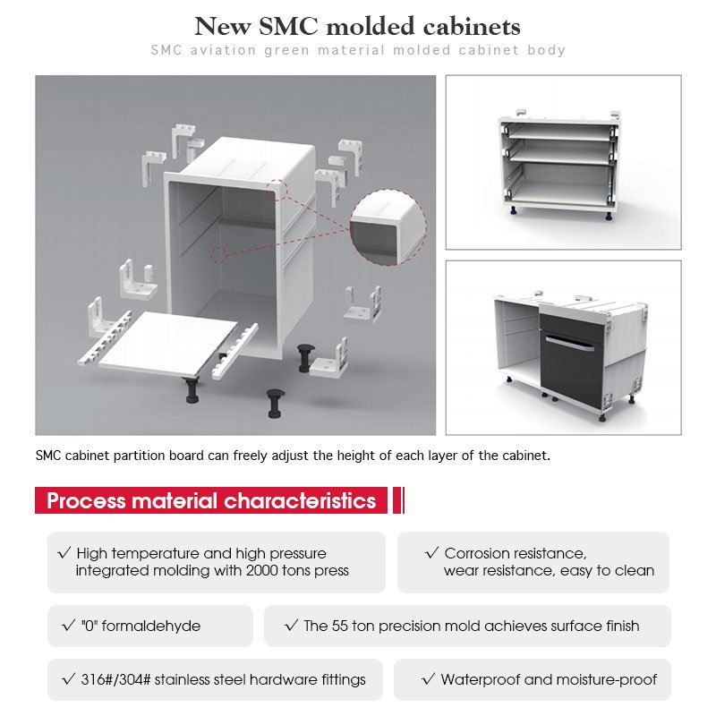 Kitchen furniture design durable drawer basket kitchen storage SMC kitchen cabinet for wholesales