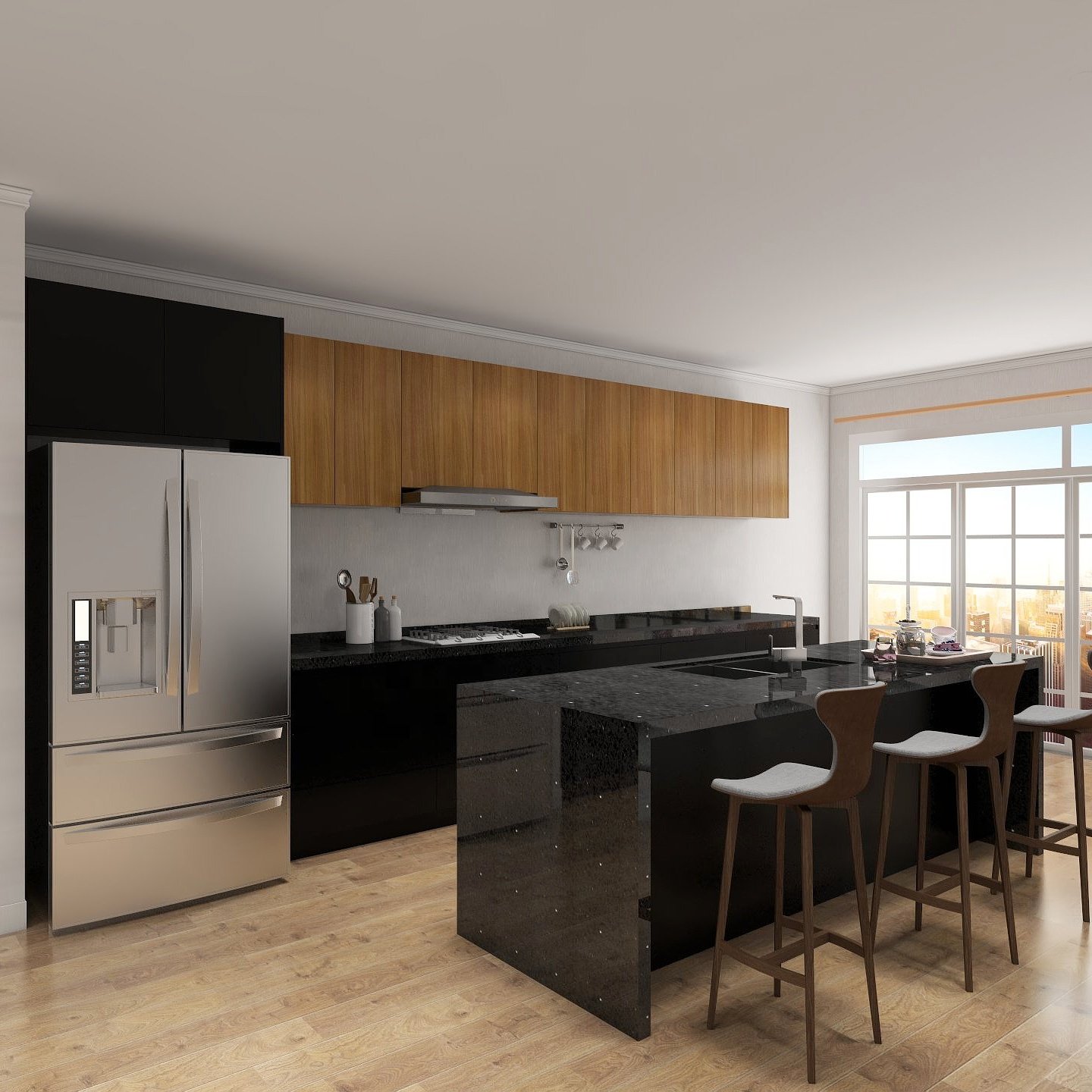 2021 Hot Sale Kitchen Cabinet Kitchen Furniture Design Wood Veneer Kitchen Cabinet For Wholesales