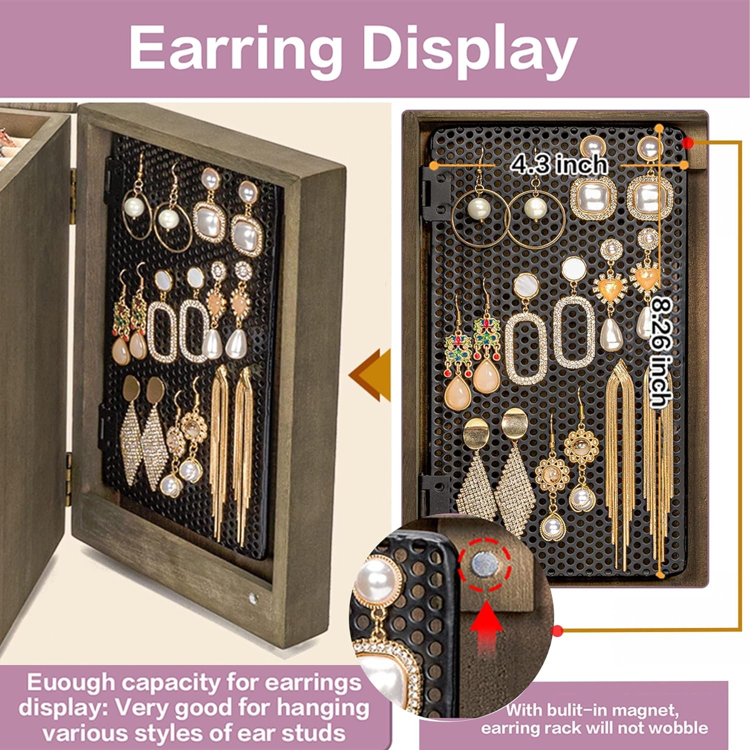 Hot selling Jewelry Box Wood for Women, 5-Layer Large Organizer Box with Mirror & 4 Drawers 4 Layer Jewelry Organizer Box