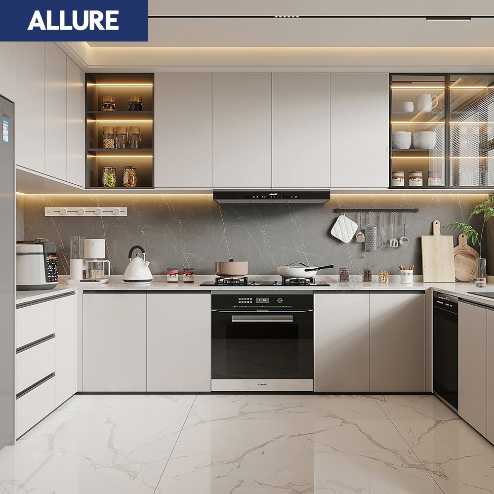 Allure Acrylic Luxury Modern Smart Complete Pantry Design Stainless Sink Muebles De Cocina High Gloss Furniture Kitchen Cabinet