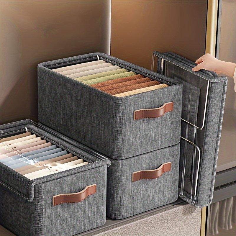 Clothes and Pants Storage Box Drawer Style Wardrobe Foldable Wardrobe Storage Organizer Household Fabric with Steel Frame Case