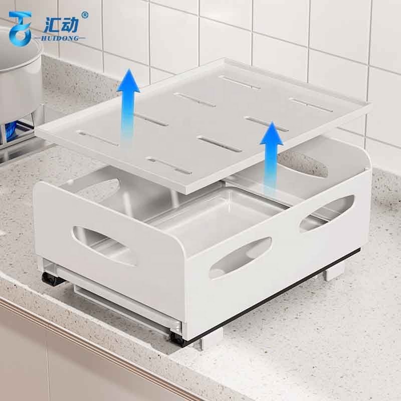Kitchen cabinet dish cutlery holder multifunctional carbon steel drawer organizer rack Cup bowl plate Drain pull out basket