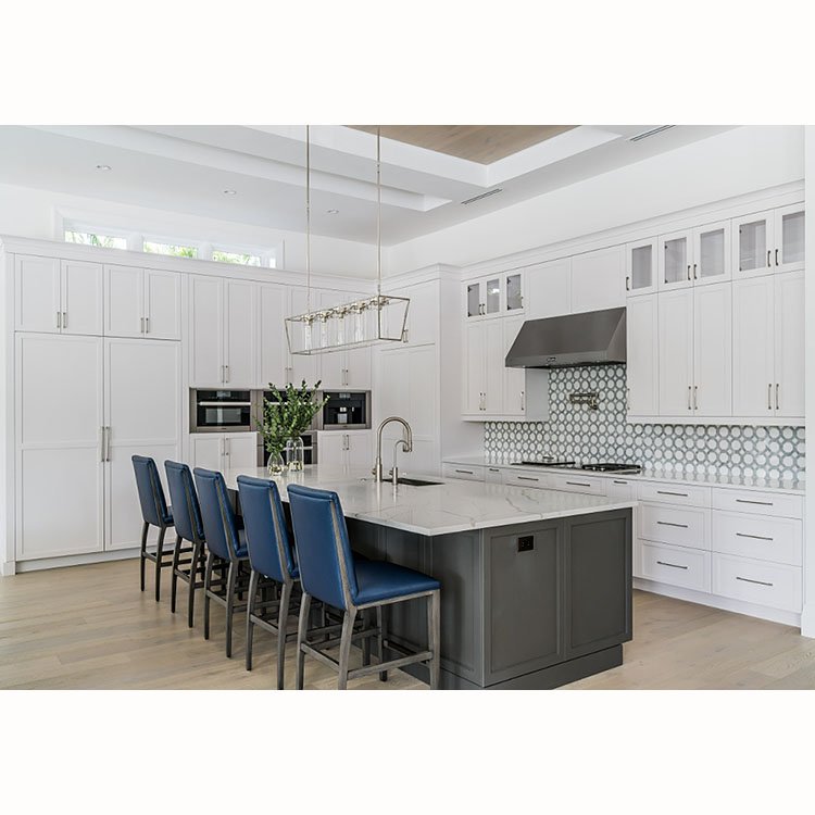 Luxury modern white shaker drawer cabinets layout design plan for sale wooden storage unit hanging cabinet for kitchen
