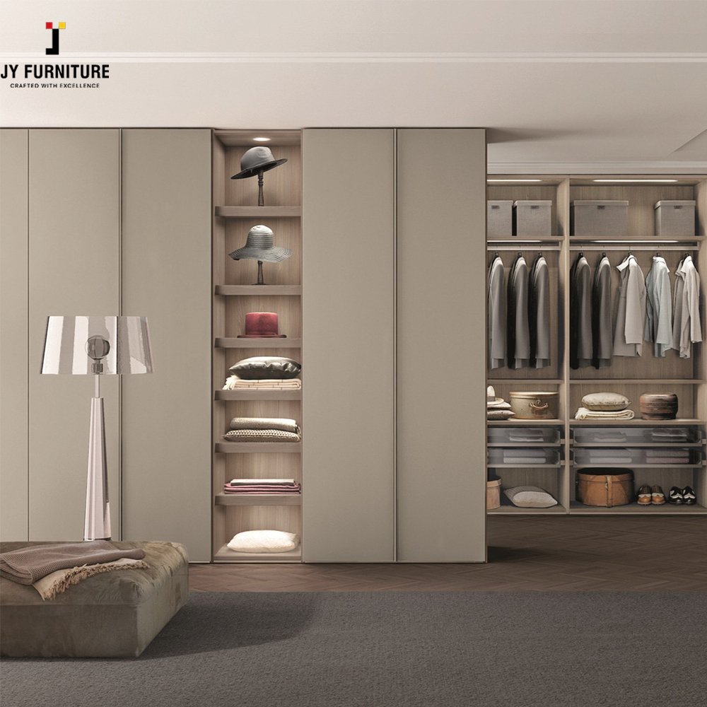 JY Minimalist Elegant Design Walk In Closet European Style Wardrobe Hardwood Wardrobes From Vietnam