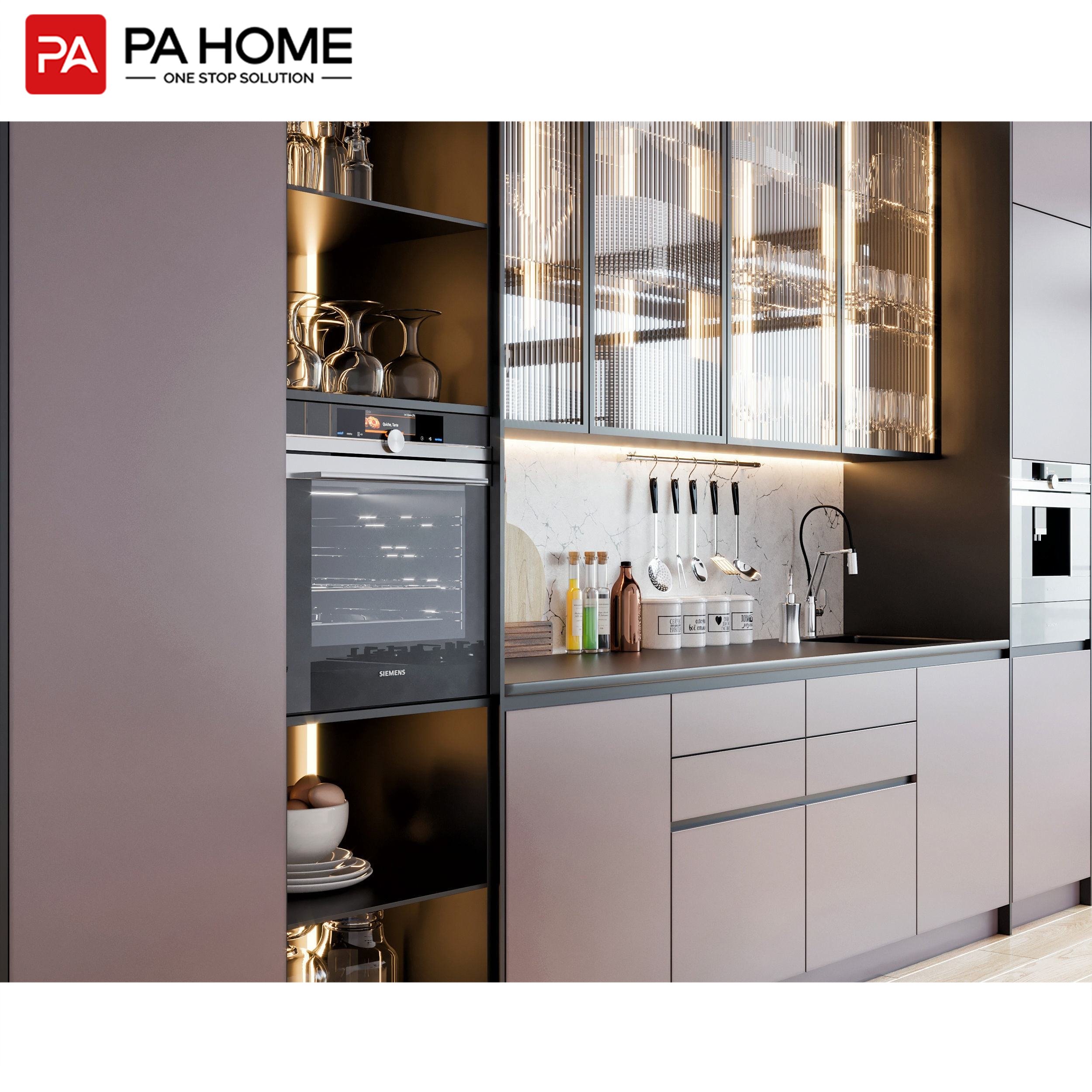PA nordic high end glass designs custom modern kitchen cabinetry set