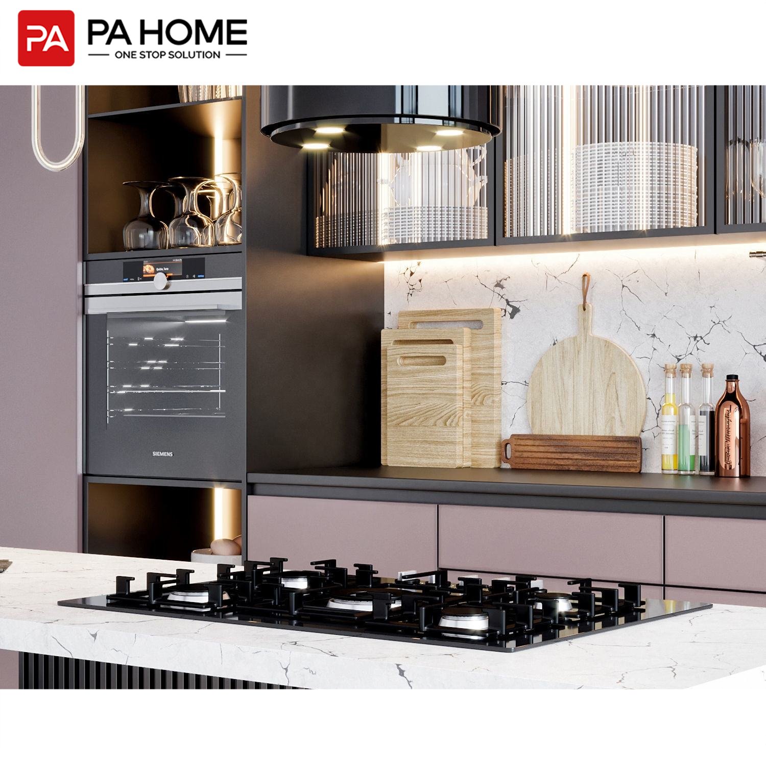 PA nordic high end glass designs custom modern kitchen cabinetry set