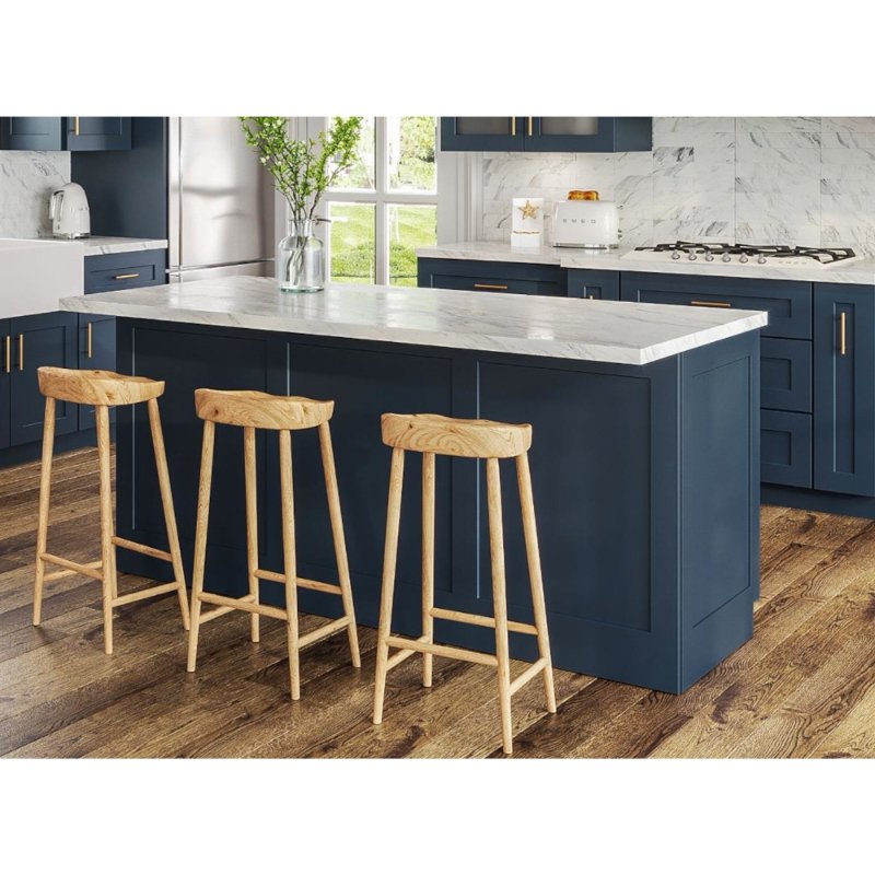 OPPOLIA Navy Blue Modern Style Ready to Assemble Modular Kitchen Cabinets RTA Cabinets With Island For Villa
