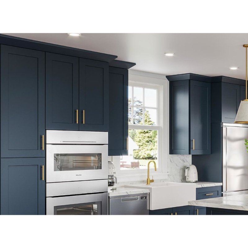 OPPOLIA Navy Blue Modern Style Ready to Assemble Modular Kitchen Cabinets RTA Cabinets With Island For Villa