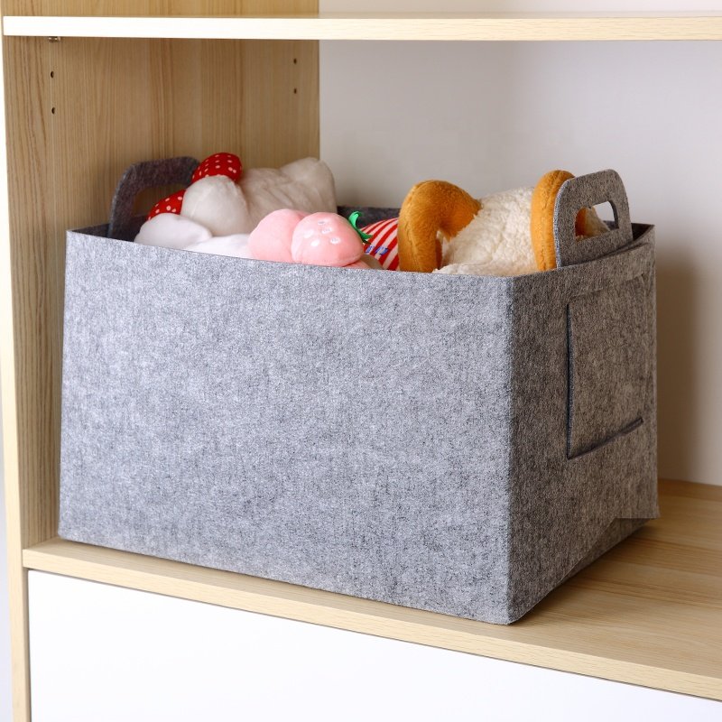 4pcs home cabinet underwear clothes drawer storage basket felt foldable closet organizer set with handle