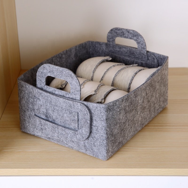 4pcs home cabinet underwear clothes drawer storage basket felt foldable closet organizer set with handle