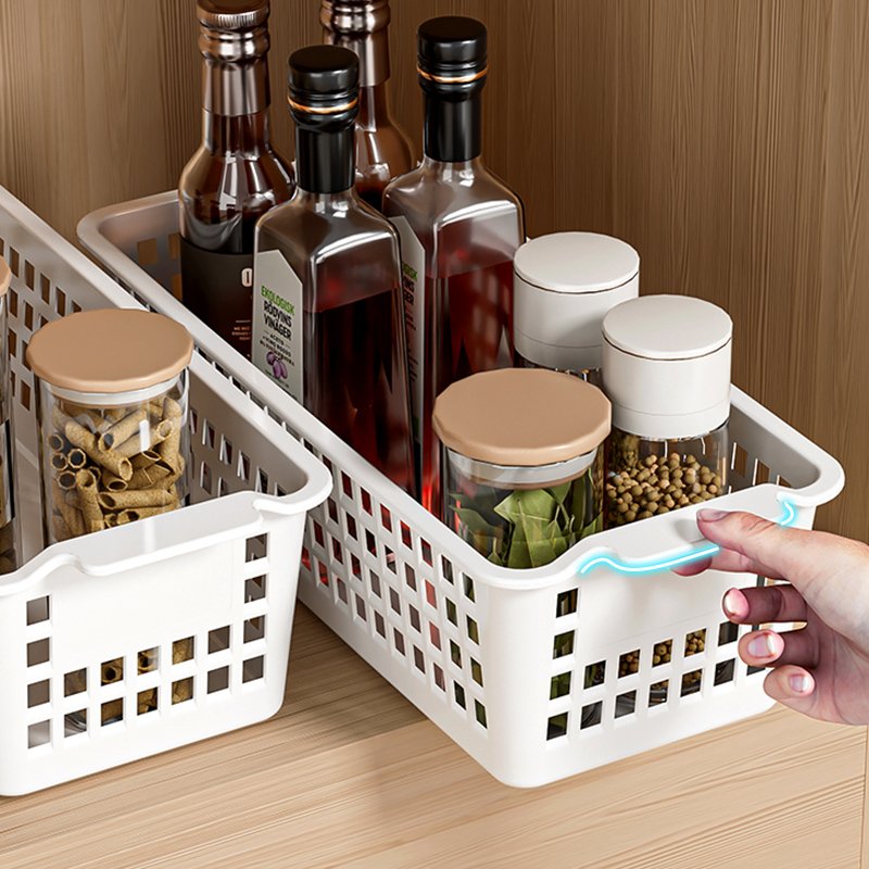 2024 Bathroom Kitchen Bedroom Storage Organizer Boxes Plastic Hollow Storage Baskets