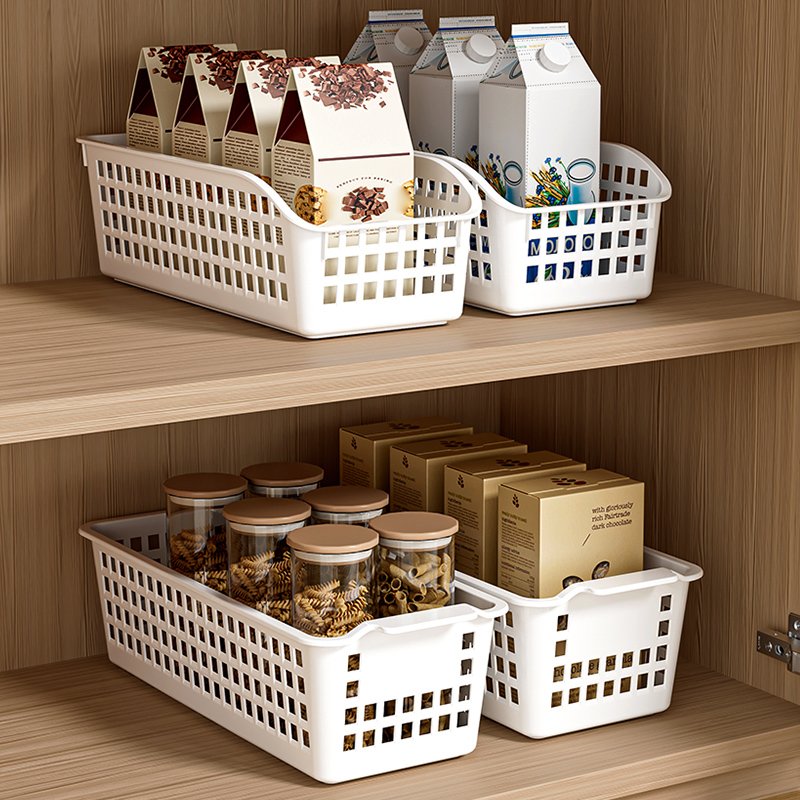 2024 Bathroom Kitchen Bedroom Storage Organizer Boxes Plastic Hollow Storage Baskets