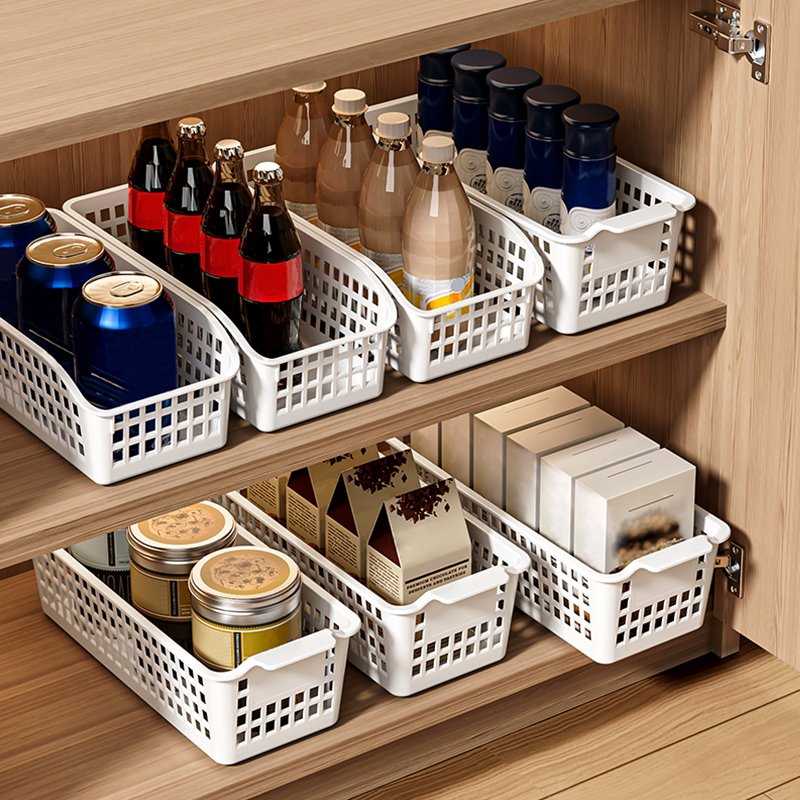 2024 Bathroom Kitchen Bedroom Storage Organizer Boxes Plastic Hollow Storage Baskets