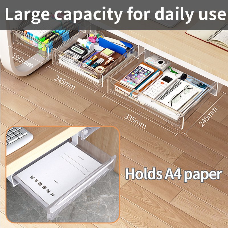 Large Capacity under desk storage Hanging Attachable under desk cable management storage baskets Hidden Desktop Organizer