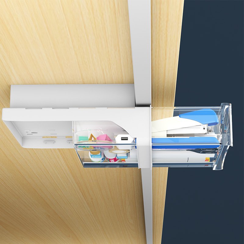 Large Capacity under desk storage Hanging Attachable under desk cable management storage baskets Hidden Desktop Organizer