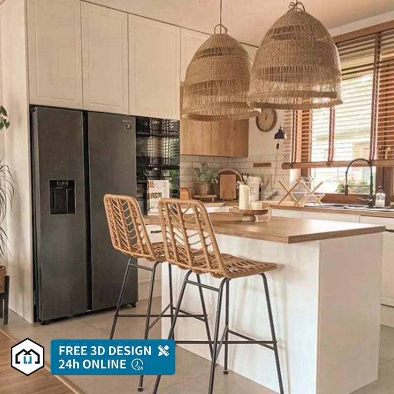 European style cherry solid wood kitchen cabinet wooden make in China