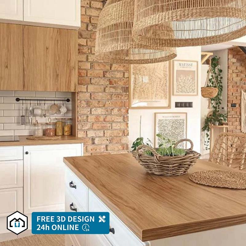 European style cherry solid wood kitchen cabinet wooden make in China