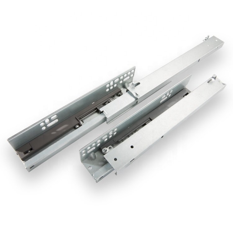 3 fold damper basket drawers channel push to open hidden telescopic rails soft close under mount concealed drawer slide
