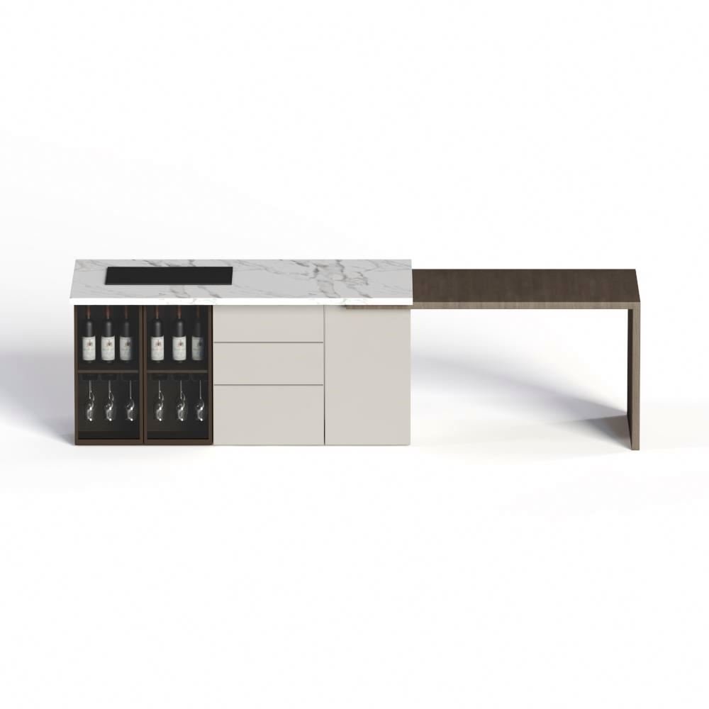 2021 Luxury Marble White High Gloss Lacquer Modern Island For Kitchens