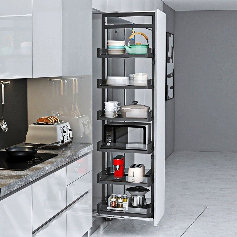 High Cabinet Top Cabinet Pull-down Vertical Lifting Built-in Tempered Glass Drawer Basket Shelf