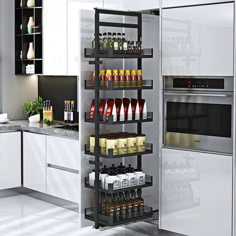 High Cabinet Top Cabinet Pull-down Vertical Lifting Built-in Tempered Glass Drawer Basket Shelf