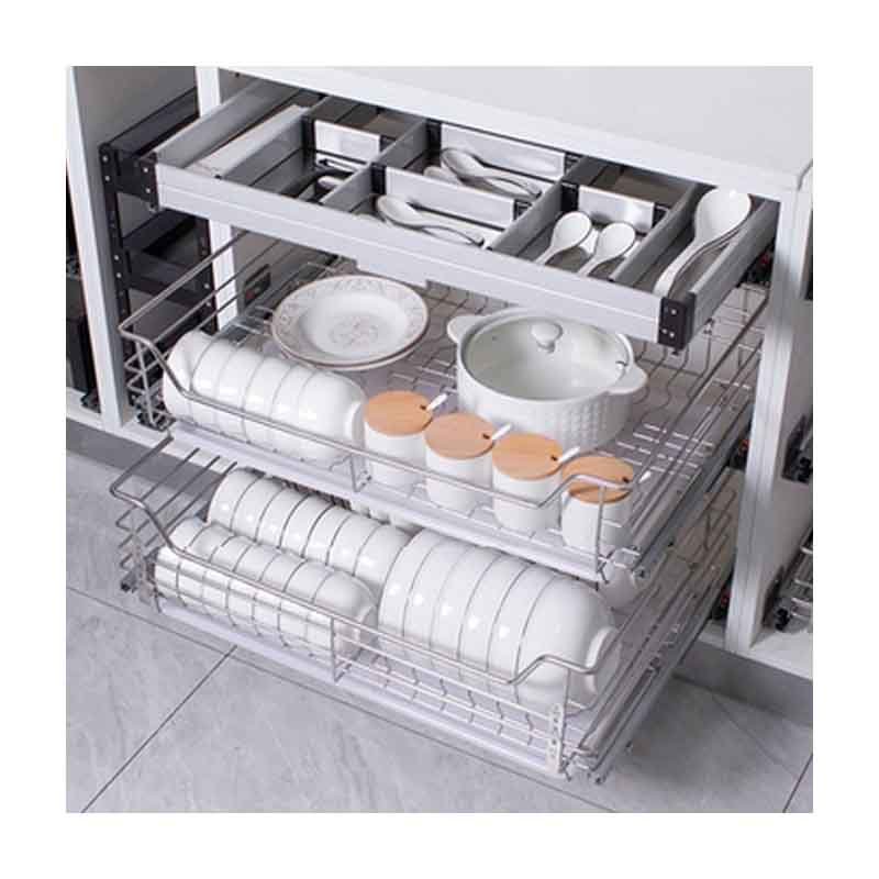 Hot Selling Under Sink Desk Drawer Organizer Sliding Out Cabinet Basket Pantry Pull Out Cabinet Wire Storage Basket