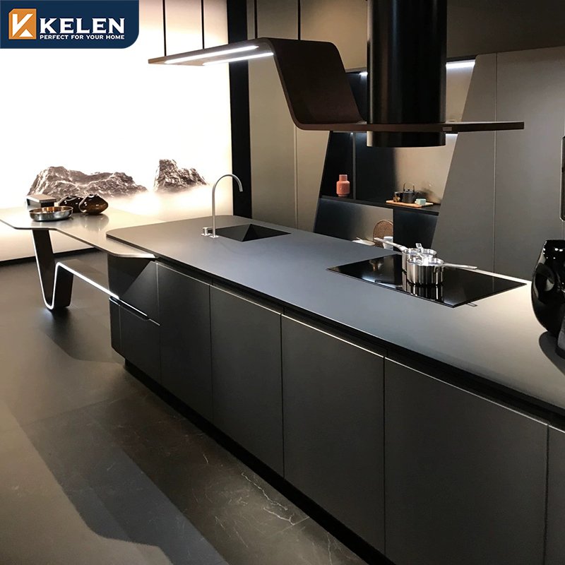 Kelen 2024 Gray Gloss L Shaped Modern Kitchen Cabinet Set Modular Price Modern Indoor kitchen cabinets price