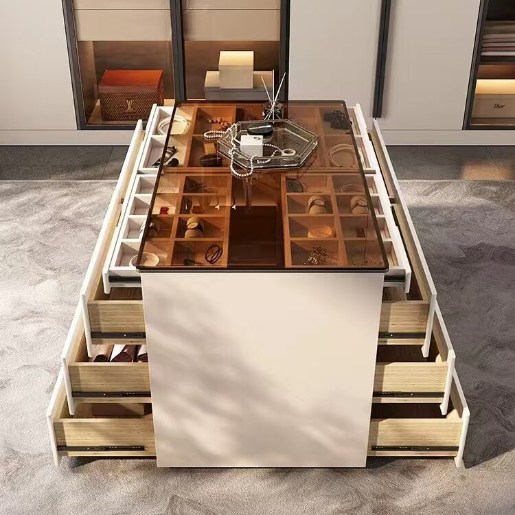 Minimally designed island tablemultifunctional double-sided storage cabinet, wardrobe, jewelry counter in bedroom