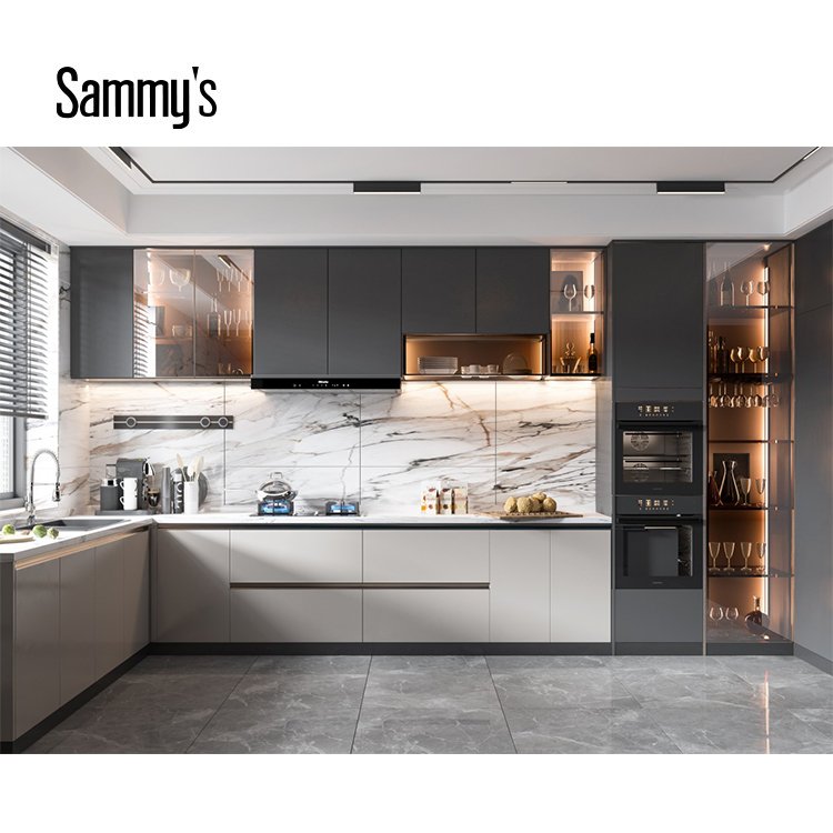 Simple Design L Shape Kitchen Cabinet Lacquer Finished From China Kitchen Supplier