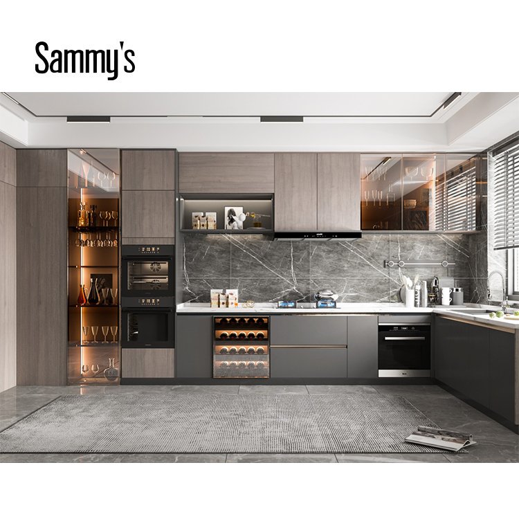 Simple Design L Shape Kitchen Cabinet Lacquer Finished From China Kitchen Supplier