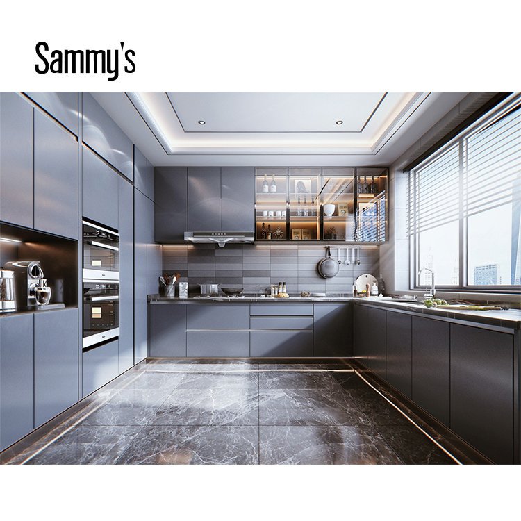 Simple Design L Shape Kitchen Cabinet Lacquer Finished From China Kitchen Supplier