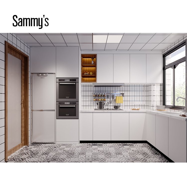 Simple Design L Shape Kitchen Cabinet Lacquer Finished From China Kitchen Supplier