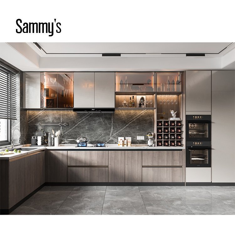 Simple Design L Shape Kitchen Cabinet Lacquer Finished From China Kitchen Supplier