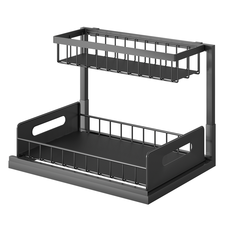 Multifunctional Double Pull Down Basket Cabinet Pull Out Sliding Shelf Drawer Organizer Kitchen Wire Basket Kitchen Accessories