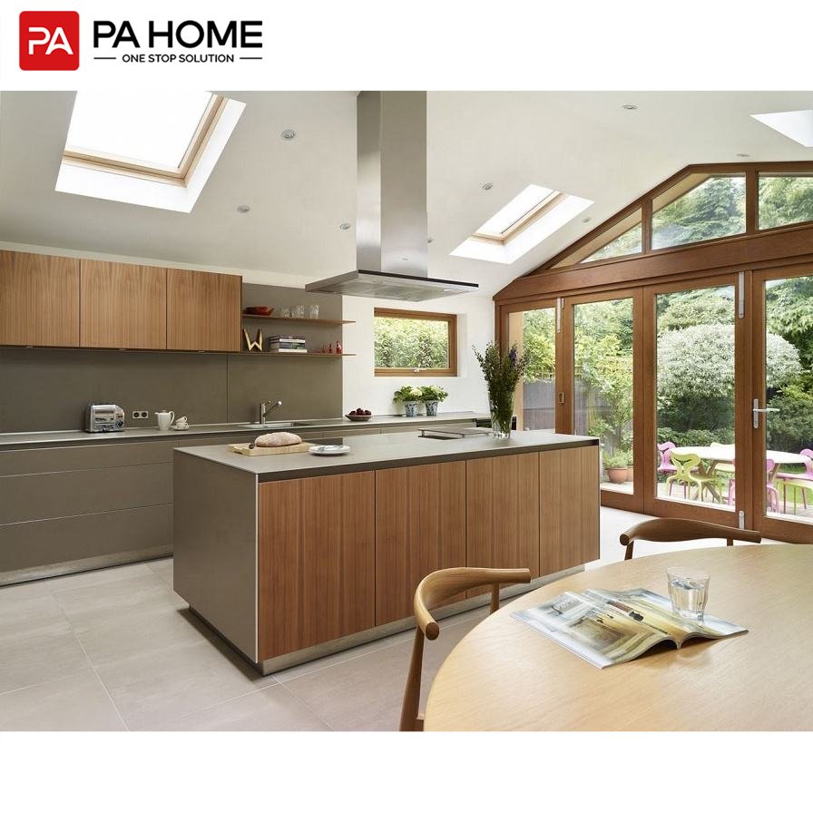 PA luxury melamine island brown matt lacquer pantry kitchen cupboards