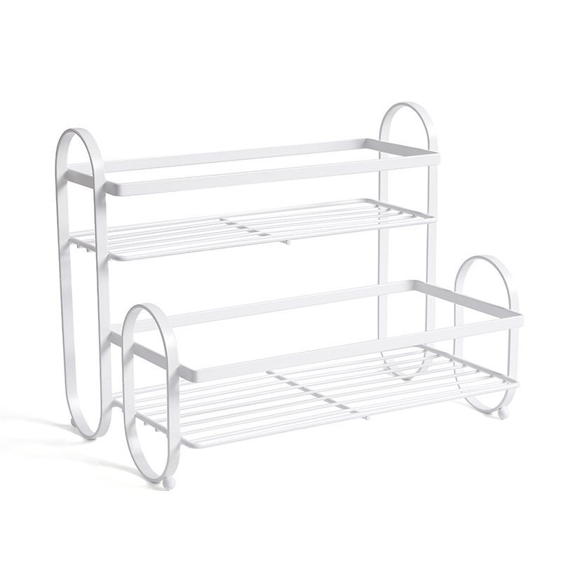 Wrought Iron Double Layer Condiment Rack Kitchen Countertop Floor Storage Rack Toiletries Floor Storage Rack For Utensils