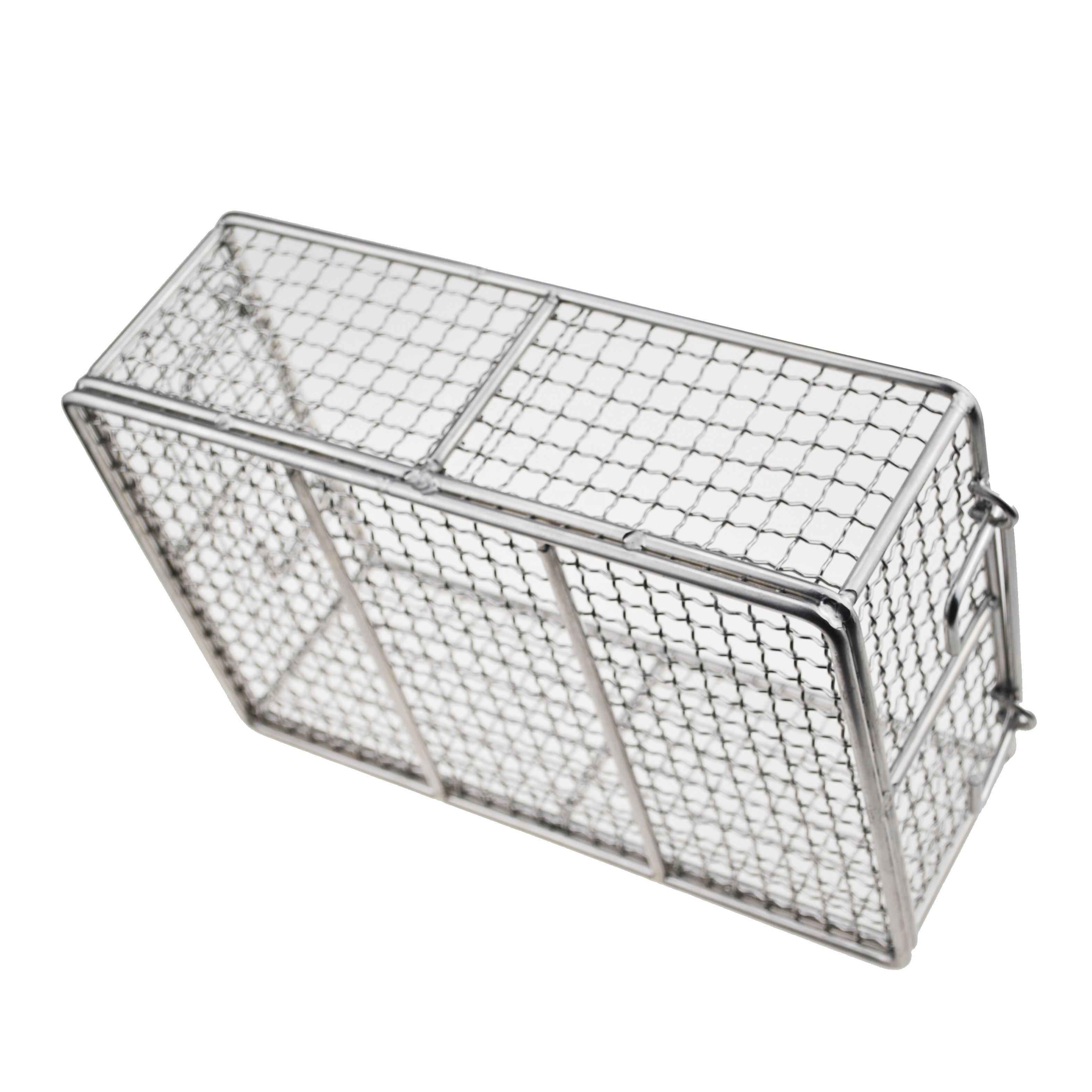 Home Mesh Wire Food Storage Organizer Bin Basket with Handle Rectangle Metal Farmhouse Mesh Basket