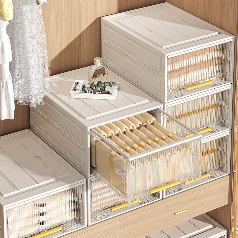 New Fashion Folding Drawers in the Middle Save Space Clear Box Cloth Storage Wardrobe Assistant Boxes & Bins