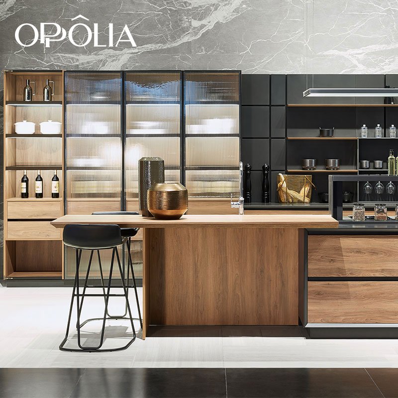 OPPOLIA Mueble Disena Muebles Shanghai Conjuntos Brillante Simples A Prueba Insectos La Isla Moderna Gabinetes De Cocina