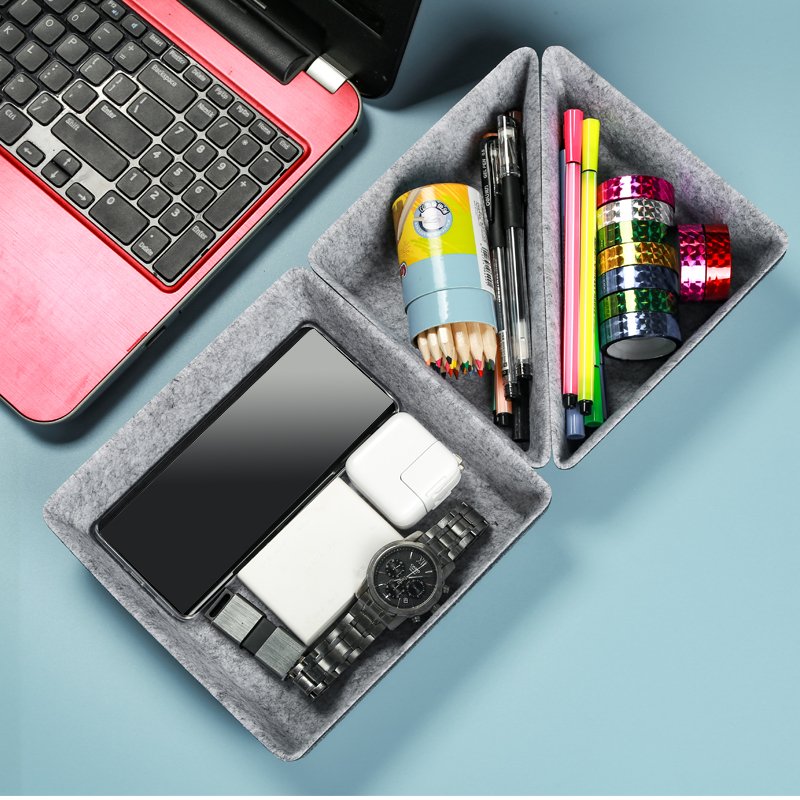 Factory Wholesale Felt Storage Bin with Customized Color Office Desktop Drawer Storage Organizer Felt