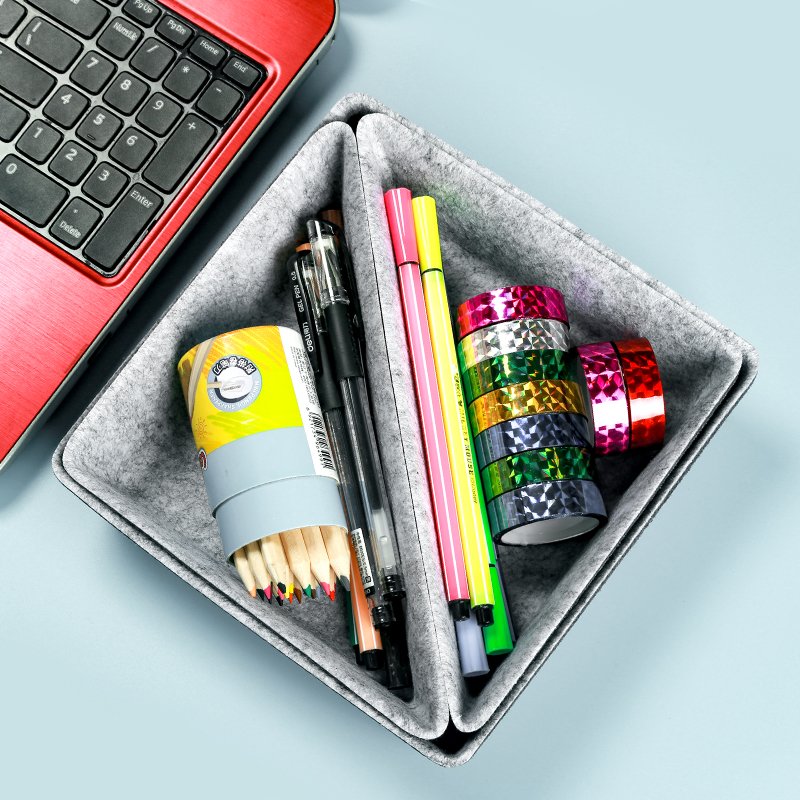 Factory Wholesale Felt Storage Bin with Customized Color Office Desktop Drawer Storage Organizer Felt