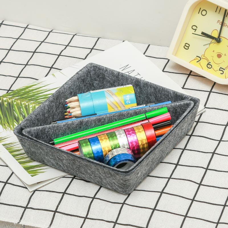 Factory Wholesale Felt Storage Bin with Customized Color Office Desktop Drawer Storage Organizer Felt
