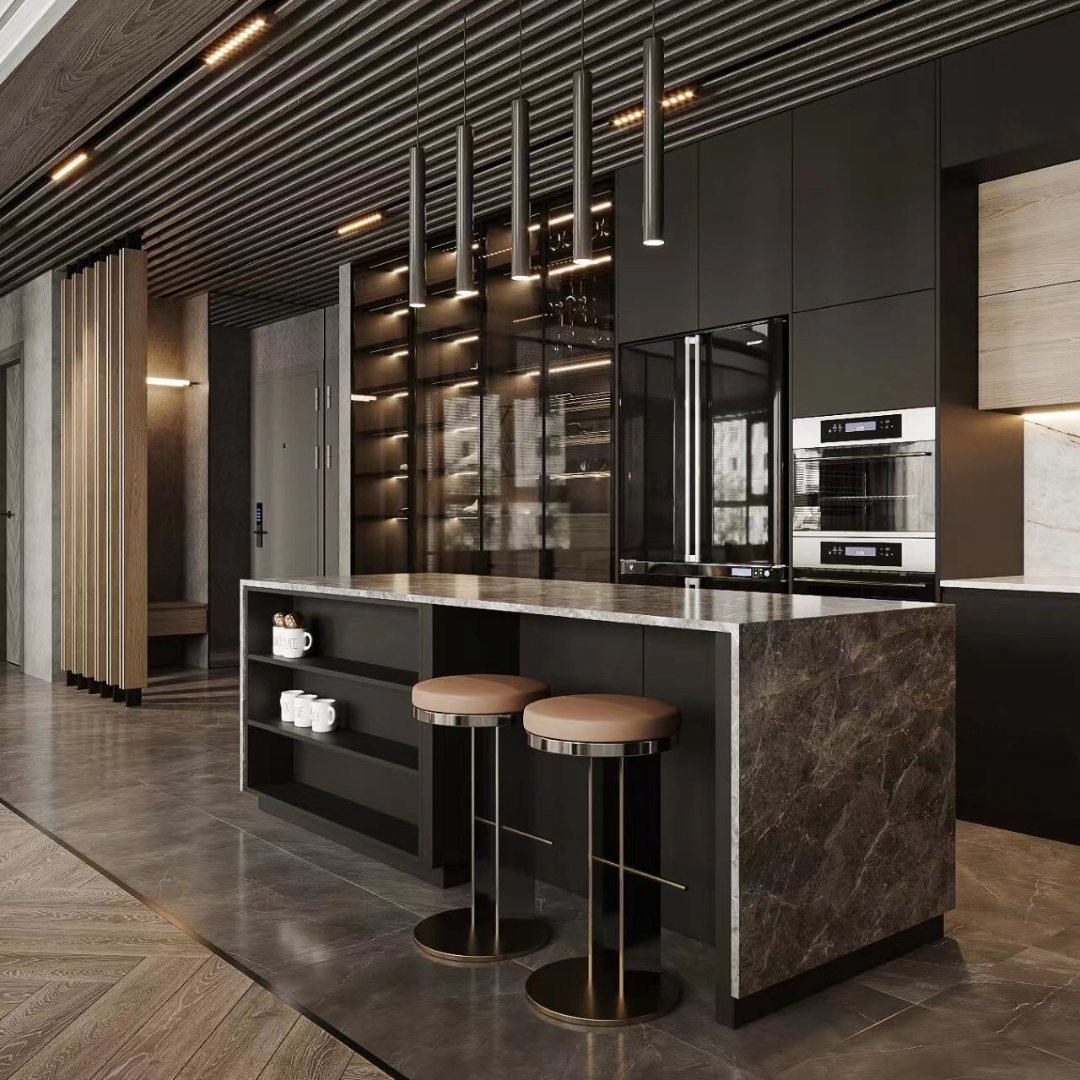 Kitchen Cabinet Manufacturers Modern Black Kitchen Cabinets With Island MDF American Style Kitchen Cabinets Sets
