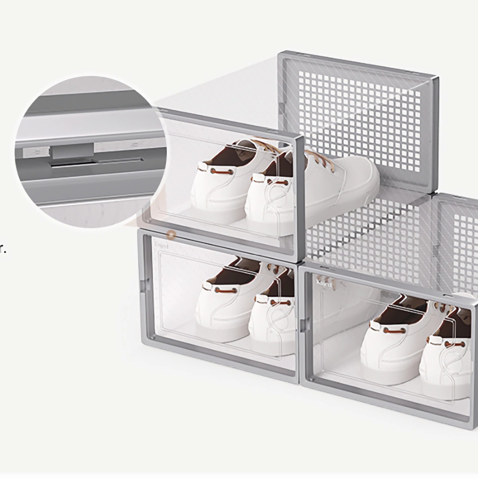Modern Design Clear Plastic Foldable Detachable Drawer Case Bedroom Stackable Shoe Organizer & Storage Box for Wardrobe Storage